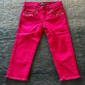 Lucky Brand High Quality Pink Jean Capris in Perfect Condition with embroidery.